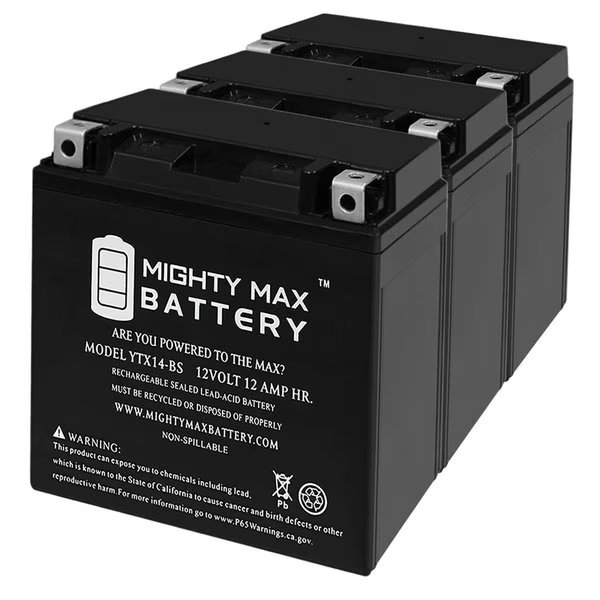 YTX14-BS Replaces Moto Guzzi 750 V7 III Carbon Shine 18 - 3PK, Mighty Max Battery, Mfr#: MAX3901609